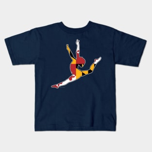 Maryland Flag Gymnastics Logo for Maryland Gymnasts Kids T-Shirt